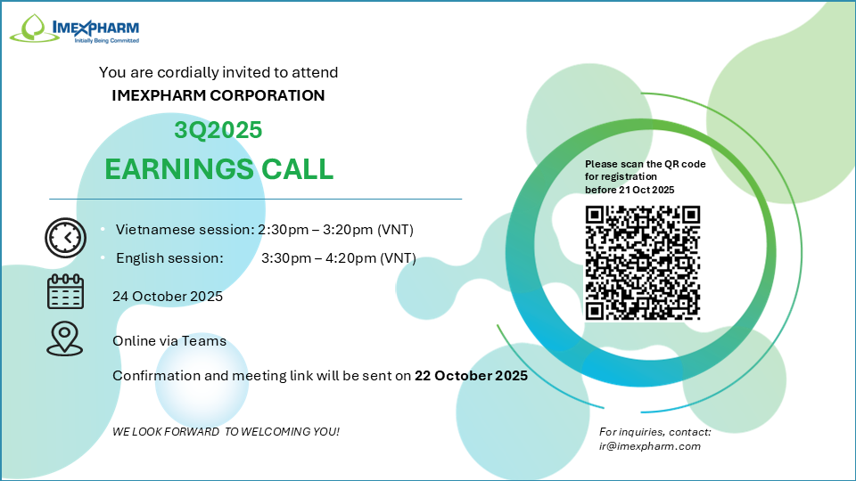 Imexpharm 3Q2025 Earnings Call Invitation