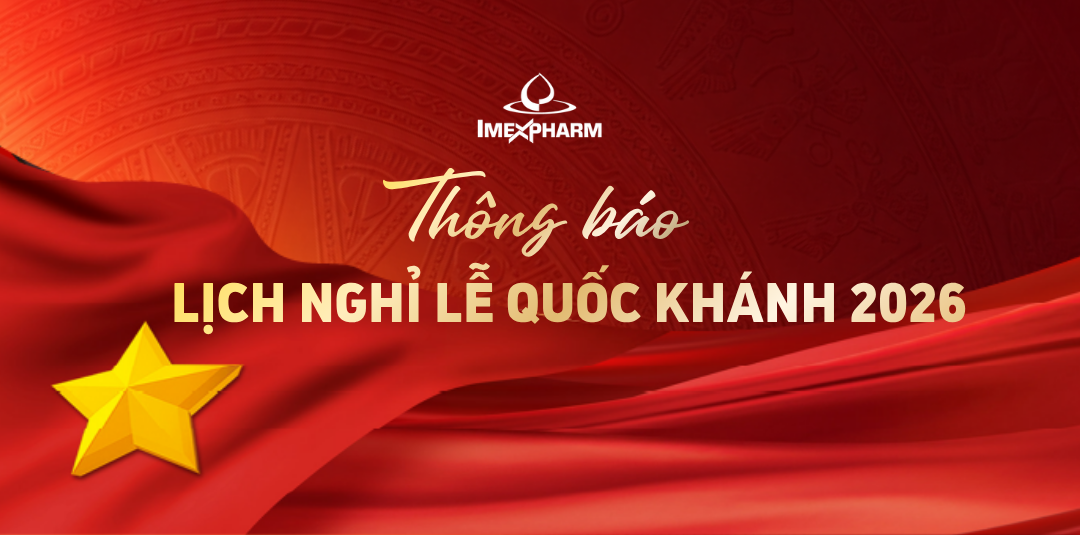 Imexpharm thông báo nghỉ lễ Quốc Khánh 2/9/2026