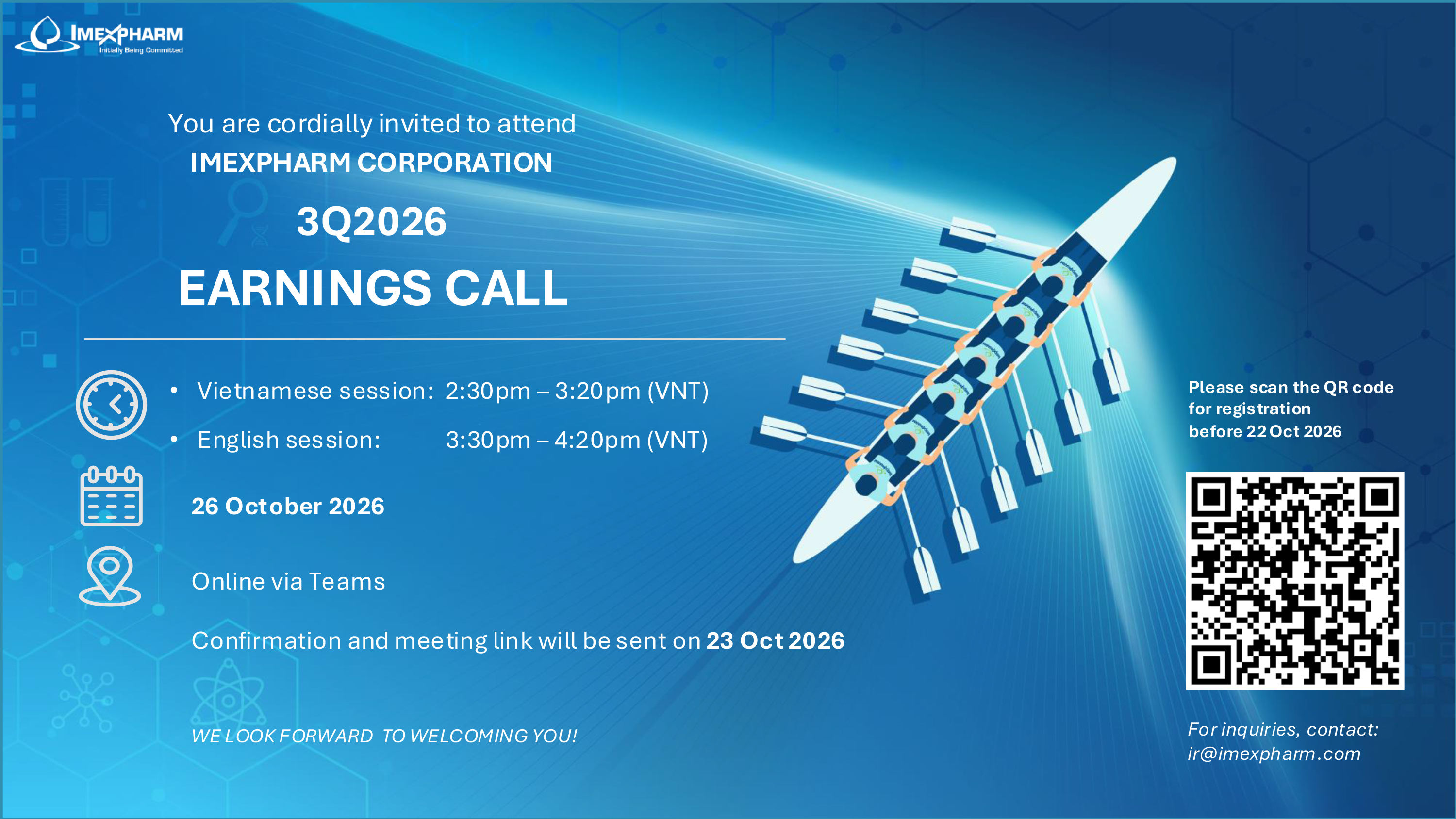 Imexpharm 3Q2026 Earnings Call Invitation
