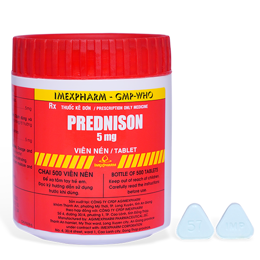 PREDNISON 5mg – Chai 500v – Xanh