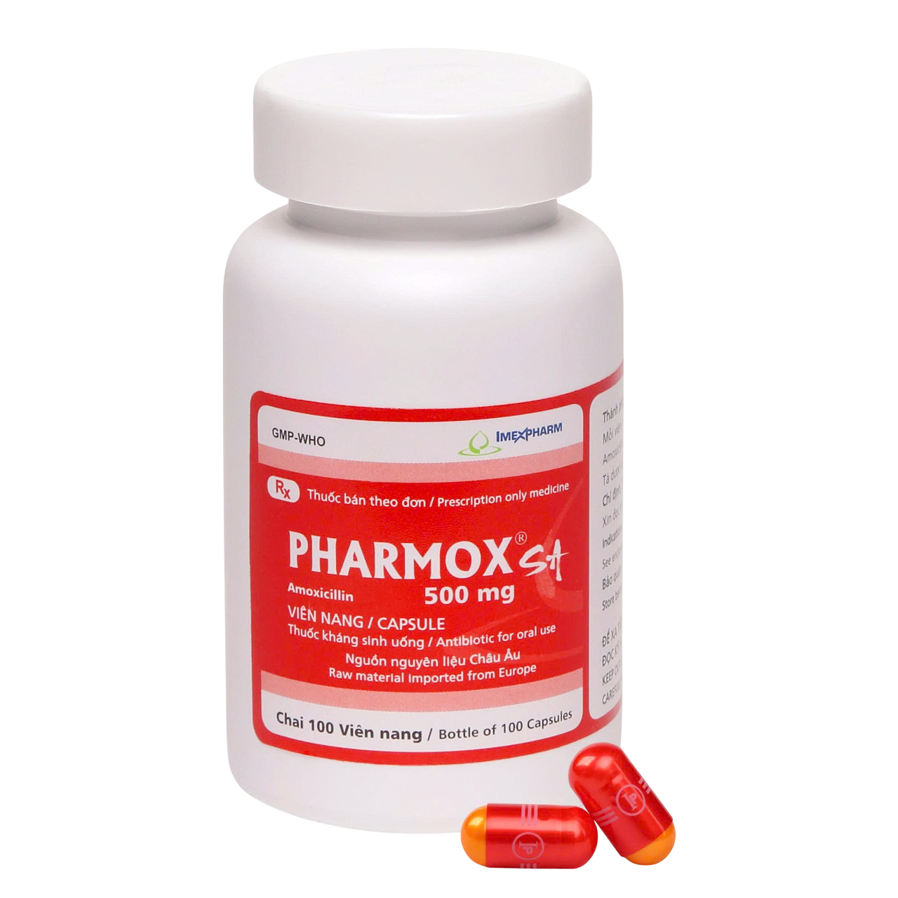PHARMOX® SA 500 - Chai 100 viên (Đỏ - Cam)