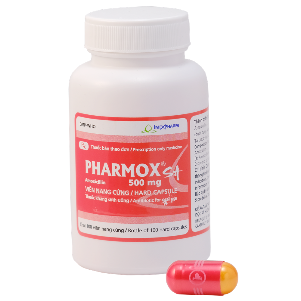 PHARMOX® SA 500 - Chai 100 viên (Đỏ - Cam)