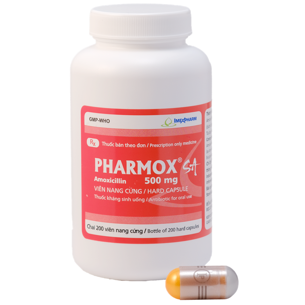 PHARMOX® SA 500 – Chai 200 viên (Xám - Cam)