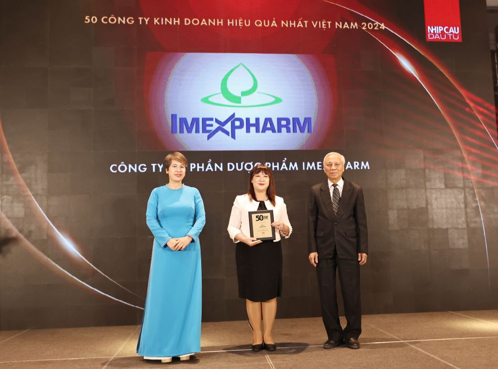 Imexpharm tiếp tục được vinh danh trong Top 50 Công ty Kinh doanh Hiệu quả nhất Việt Nam năm 2024